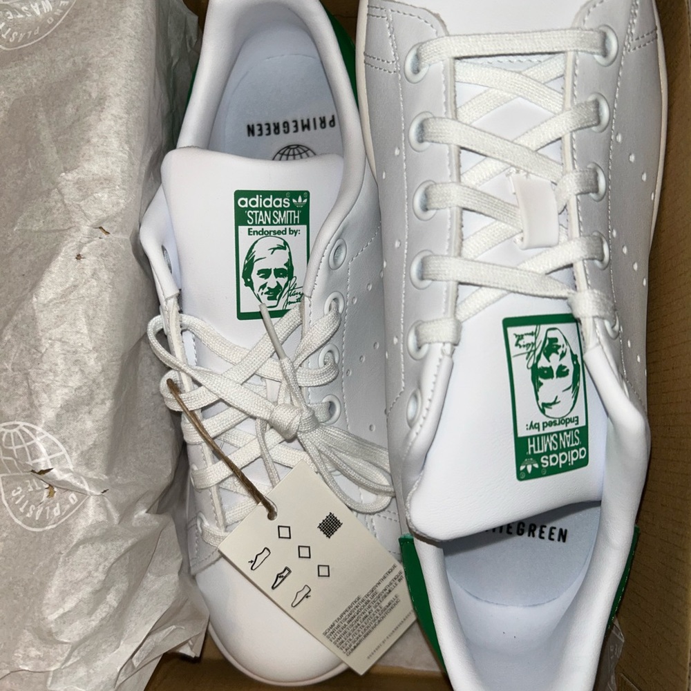 Adidas Stan Smith White and Green Sneakers